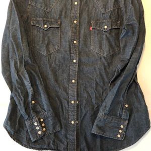 Vtg Levi denim pearl snap women’s  XL shirt top